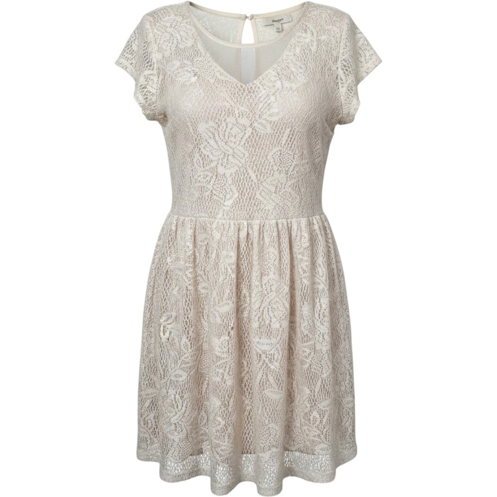 Speechless Womens Floral Lace Fit and Flare Dress Cream Nude Size XL NWT
